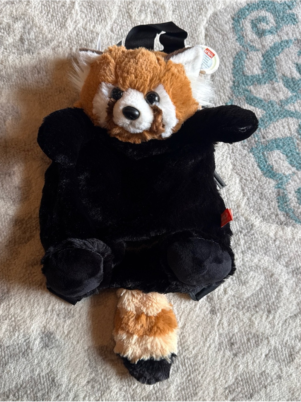 Red Panda Plush Kids Backpack - Black and Tan